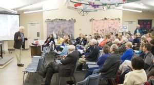 Kowalko speaking to constituents at a public meeting